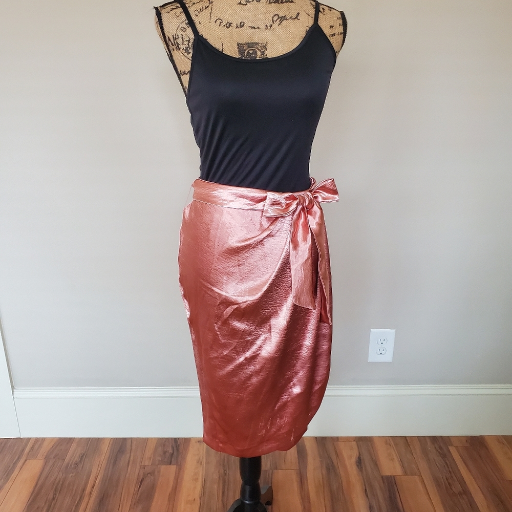 Rose Gold/Blush faux wrap skirt